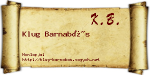 Klug Barnabás névjegykártya