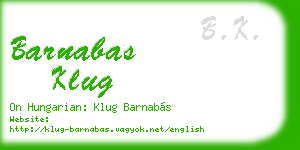 barnabas klug business card